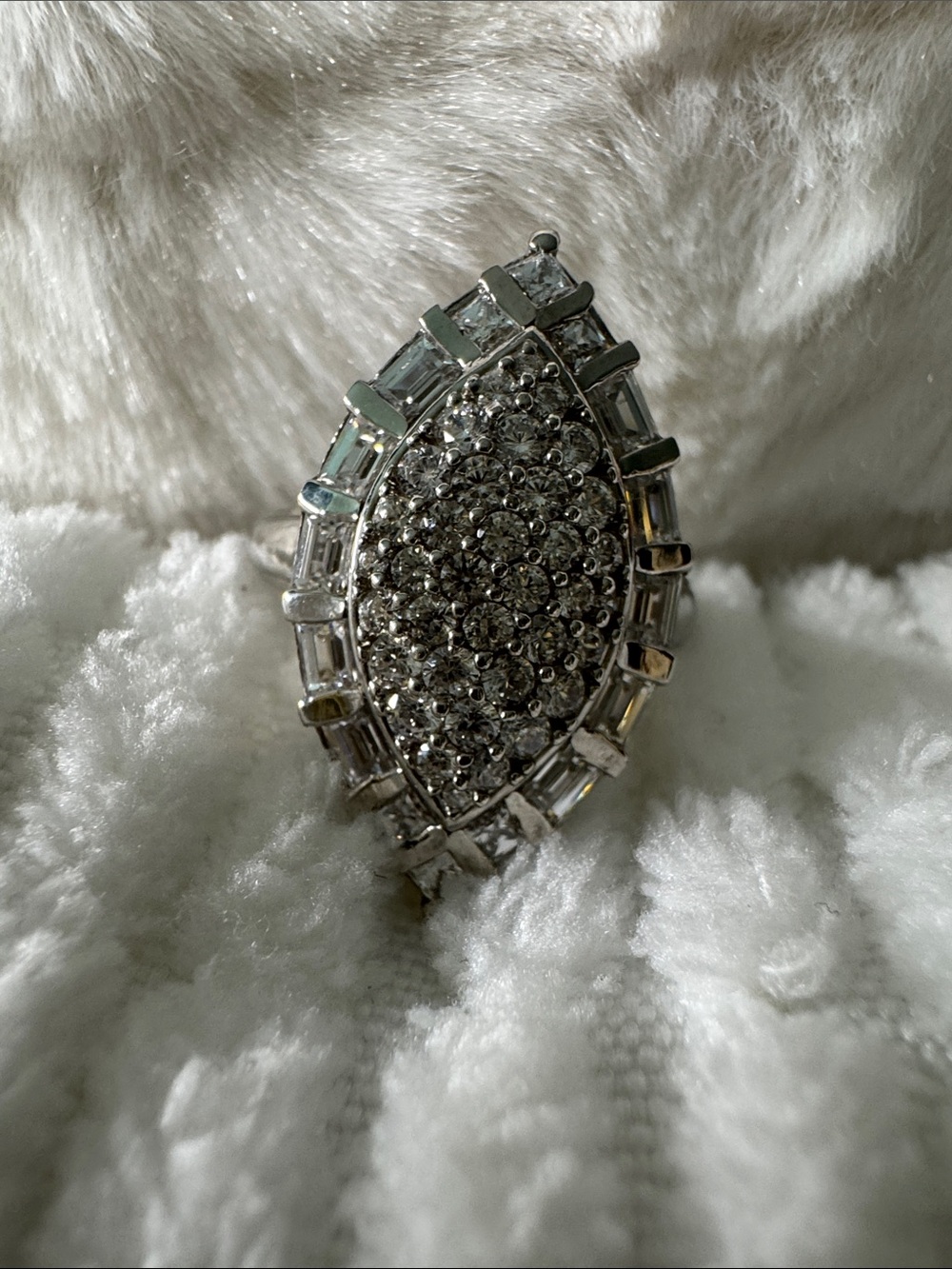 Swarovski Zirconia 925 Silver Ring size 8. Baguettes and rounds